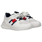 Boys White Logo Trainers, 1, hi-res