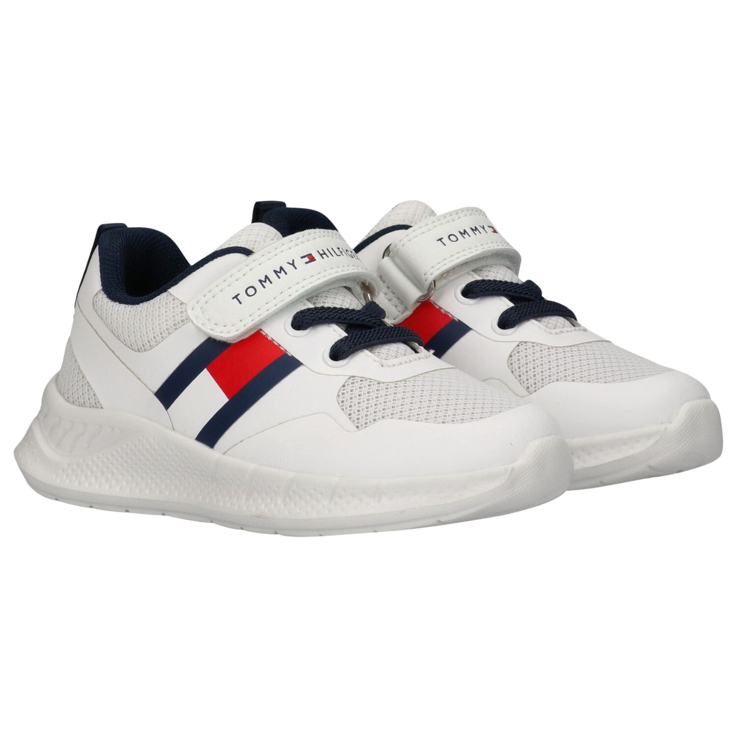 Boys White Logo Trainers, 1, hi-res