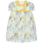 Girls White & Yellow Floral Tulle Dress, 1, hi-res