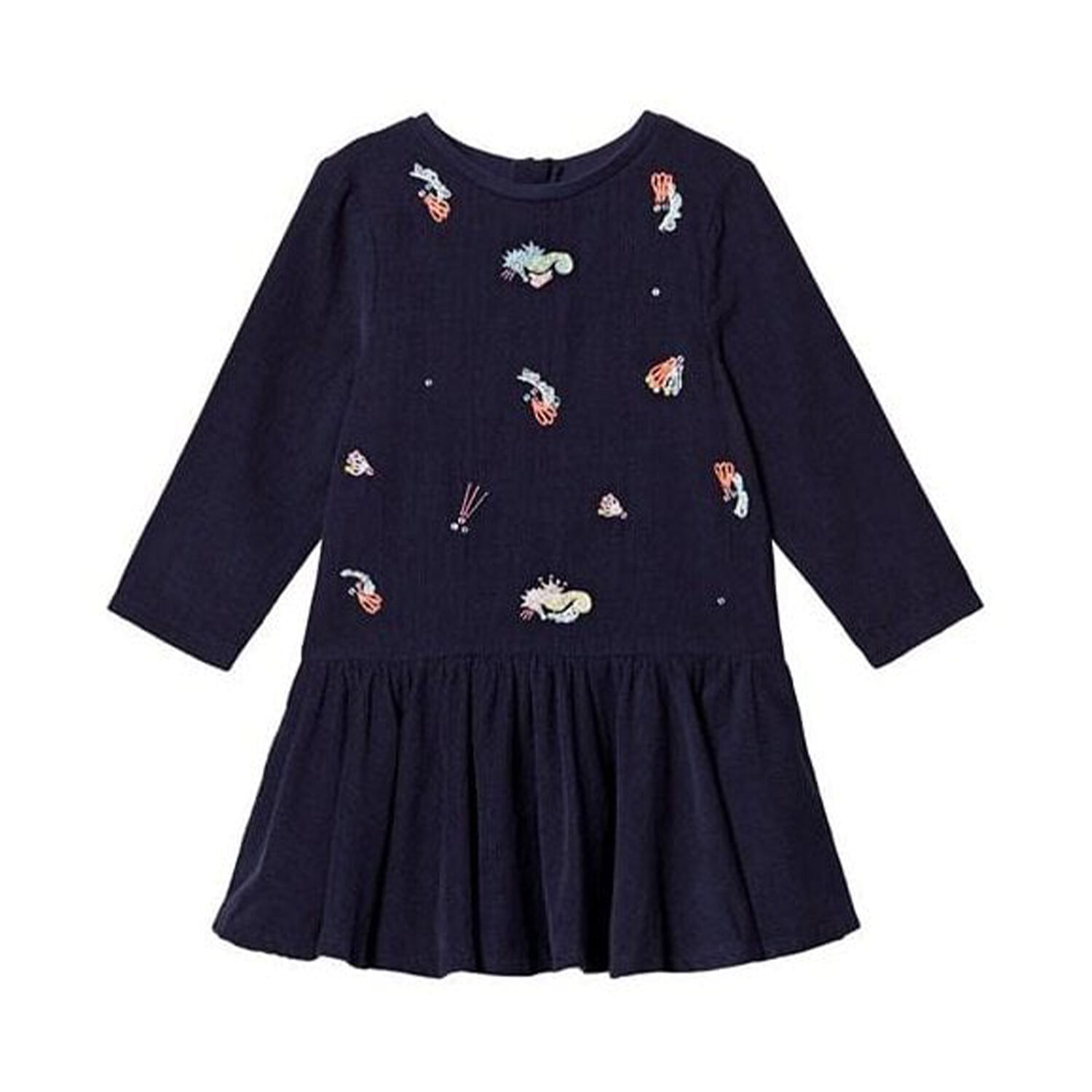 Girls Navy Blue Dress, 1, hi-res