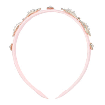 Girls Pink Velvet Embellished Hairband