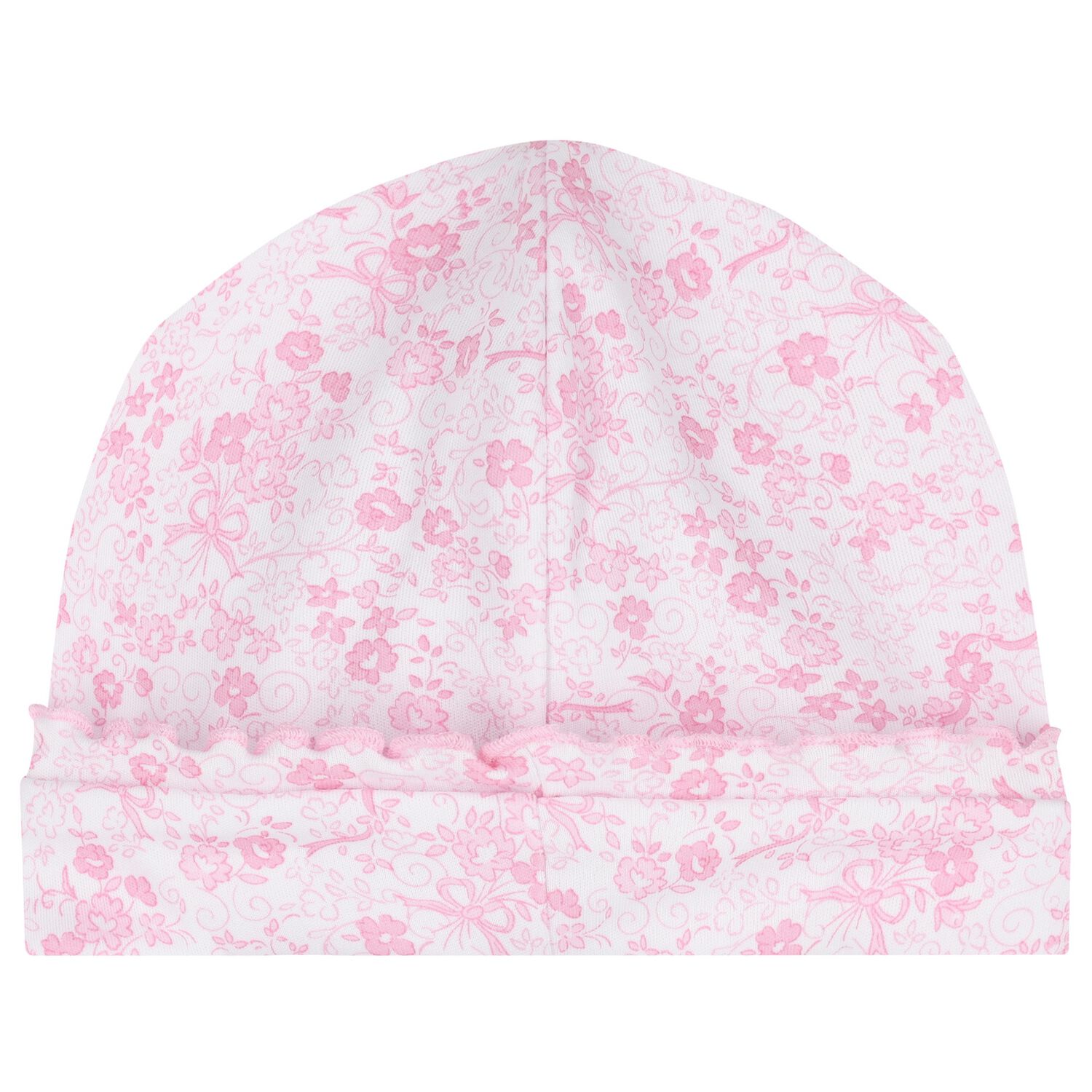 Baby Girls White & Pink Old English Roses Hat, 1, hi-res image number null