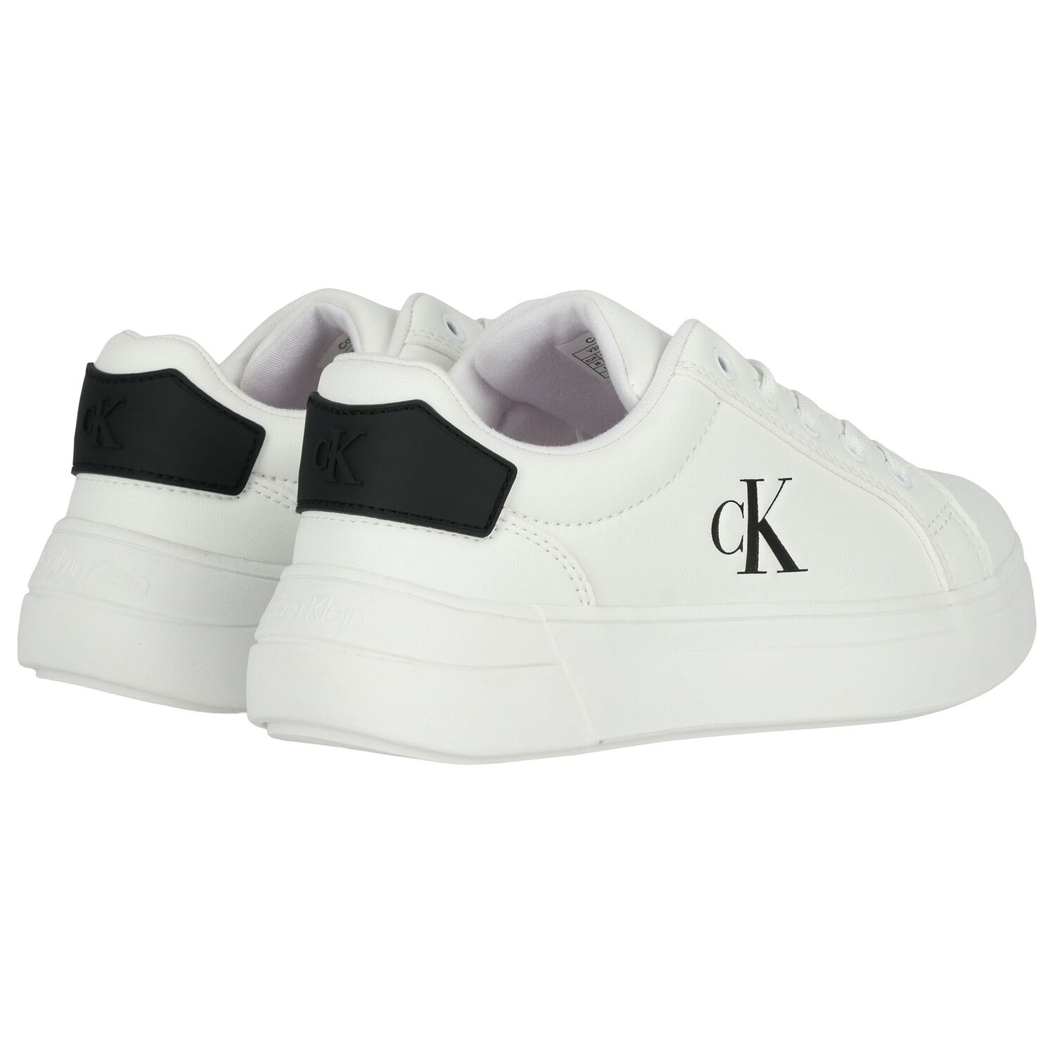 White & Black Logo Trainers, 1, hi-res