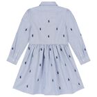 فستان بنات بالشعار باللون الأزرق, 1, hi-res