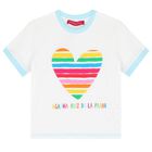 Girls White Heart T-Shirt, 1, hi-res