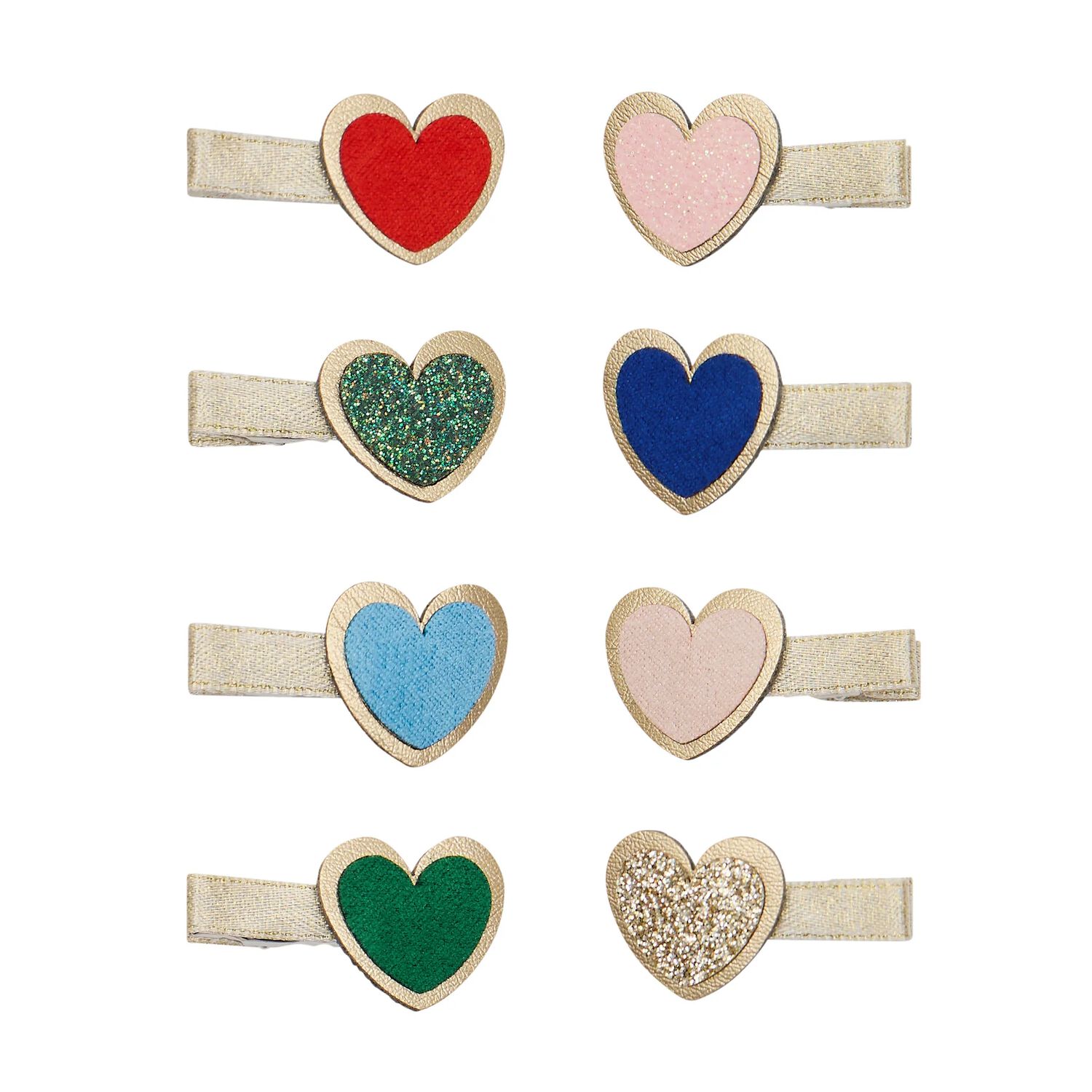 Girls Multi-Coloured Heartbeam Hairclips ( 8 Pack ), 1, hi-res
