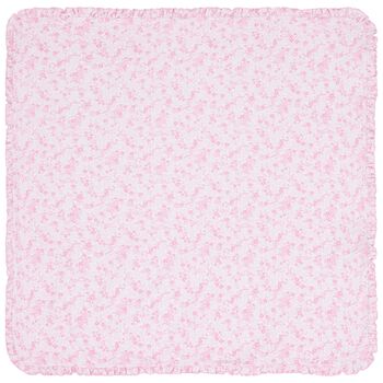 Baby Girls White & Pink Old English Roses Blanket