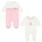 Baby Girls White Babygrows ( 2-Pack ), 1, hi-res