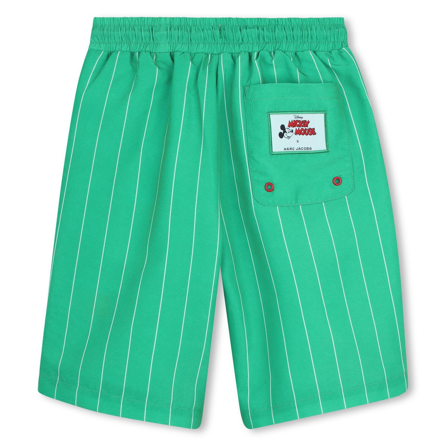 Boys Green Striped Swim Shorts, 1, hi-res