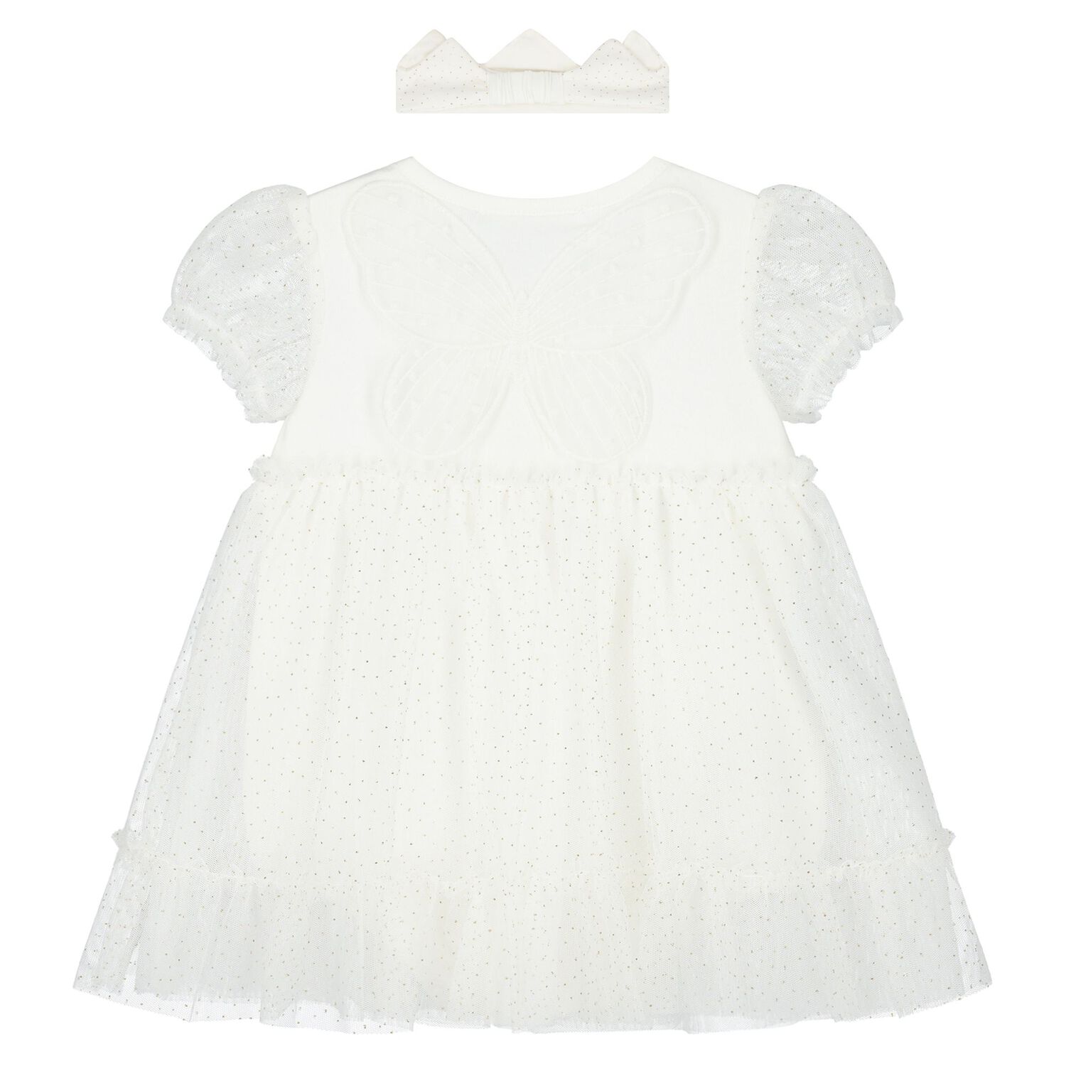 Baby Girls Ivory Butterfly Bodysuit Dress Set, 2, hi-res