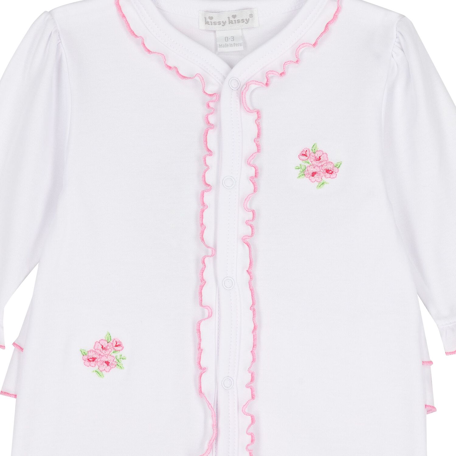 Baby Girls White & Pink Roses & Blooms Babygrow Set, 1, hi-res image number null