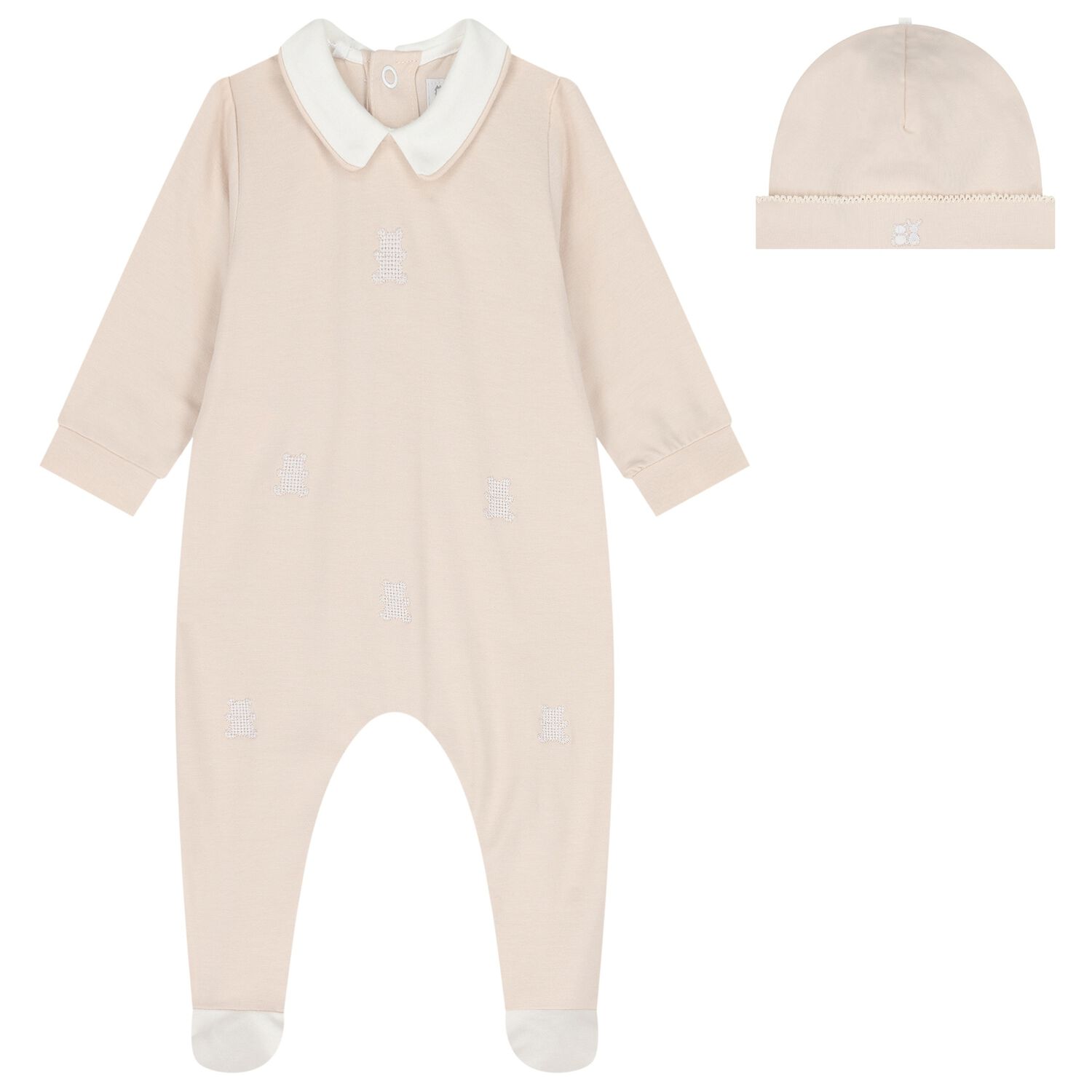 Baby Boys Beige Teddy Bear Babygrow Set, 2, hi-res