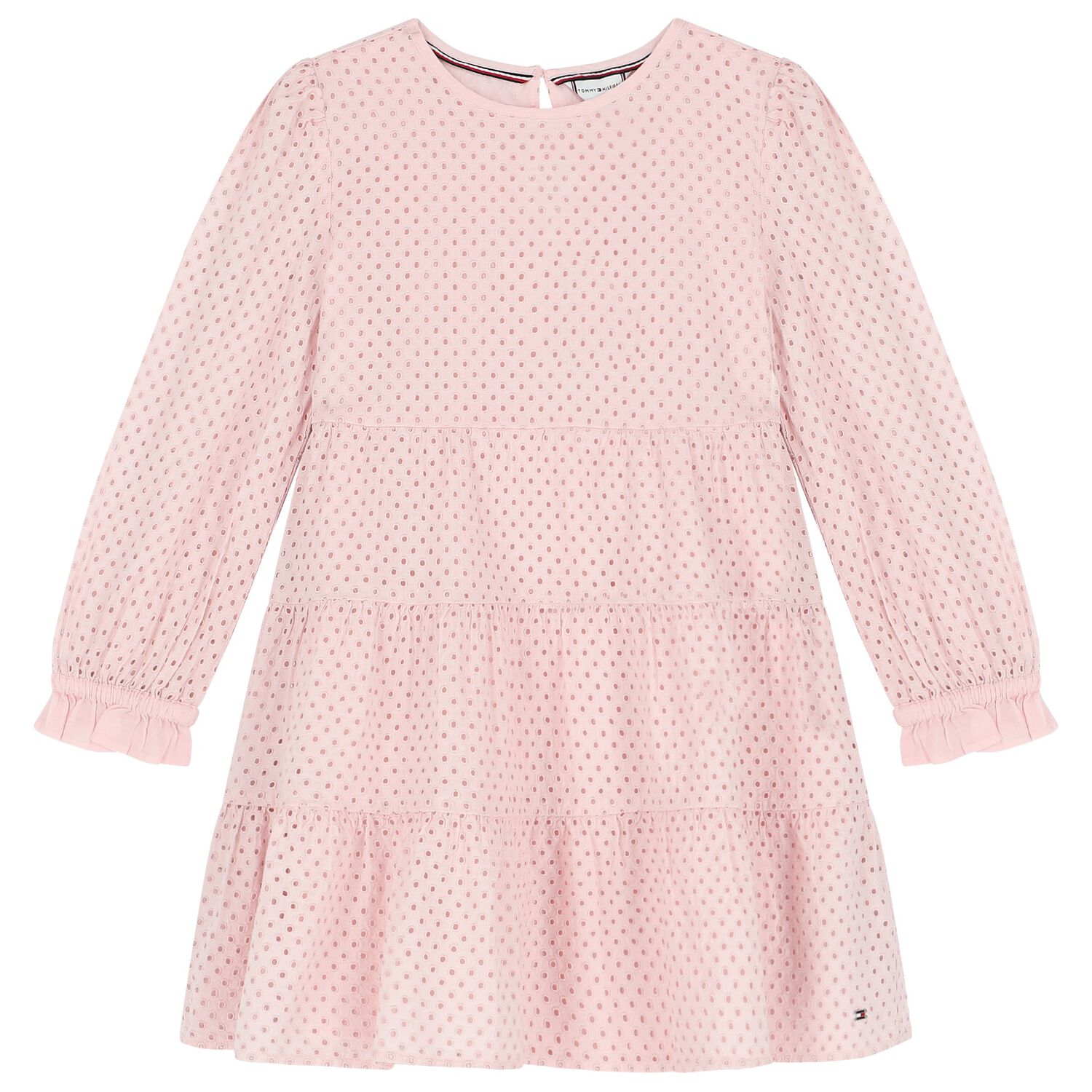 Girls Pink Broderie Anglaise Dress, 1, hi-res image number null