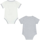 Baby Boys Ivory & Blue Logo Bodysuits ( 2-Pack ), 2, hi-res
