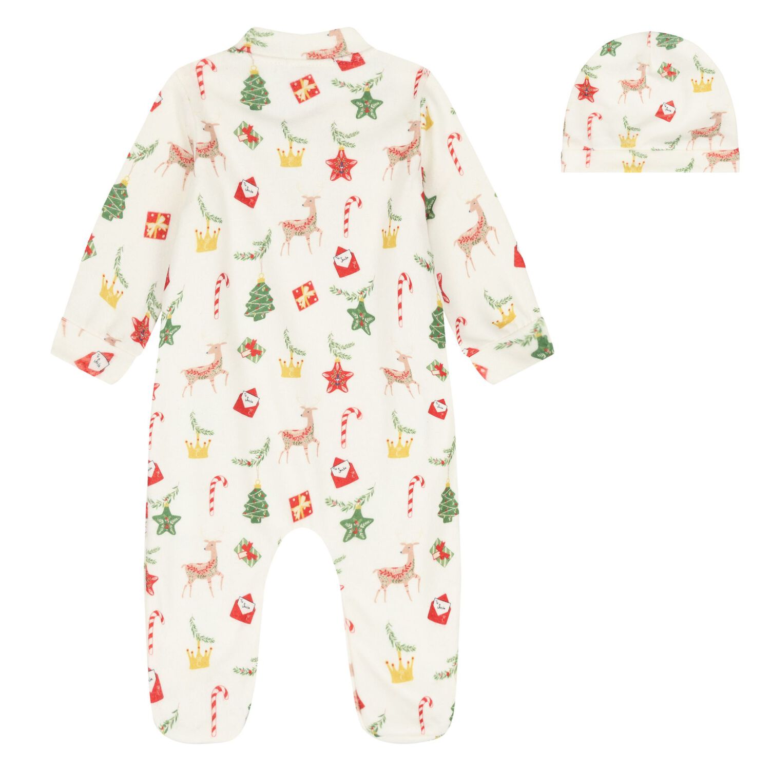 Baby Boys Ivory Festive Babygrow Set, 1, hi-res
