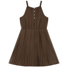Girls Brown Chiffon Logo Dress, 1, hi-res