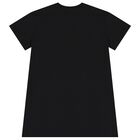Girls Black Logo Dress, 2, hi-res