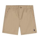 Boys Beige Logo Shorts, 2, hi-res