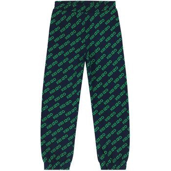 Boys Navy & Green Logo Joggers