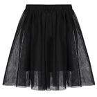Girls Black Logo Tulle Skirt, 2, hi-res