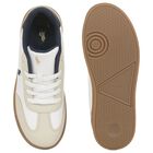 Boys White & Beige Logo Trainers, 1, hi-res
