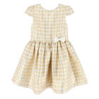 Girls Ivory & Gold Dress, 1, hi-res
