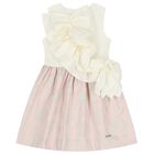 Girls Ivory & Pink Ruffled Dress, 1, hi-res