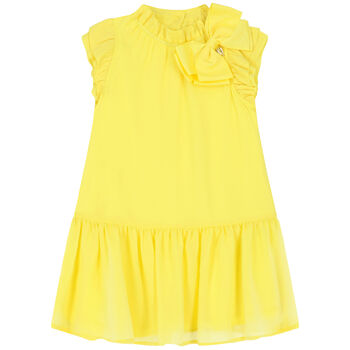 فستان بفيونكة باللون الاصفر 