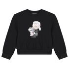 Girls Black Choupette & Ikonik Karl Sweatshirt, 1, hi-res