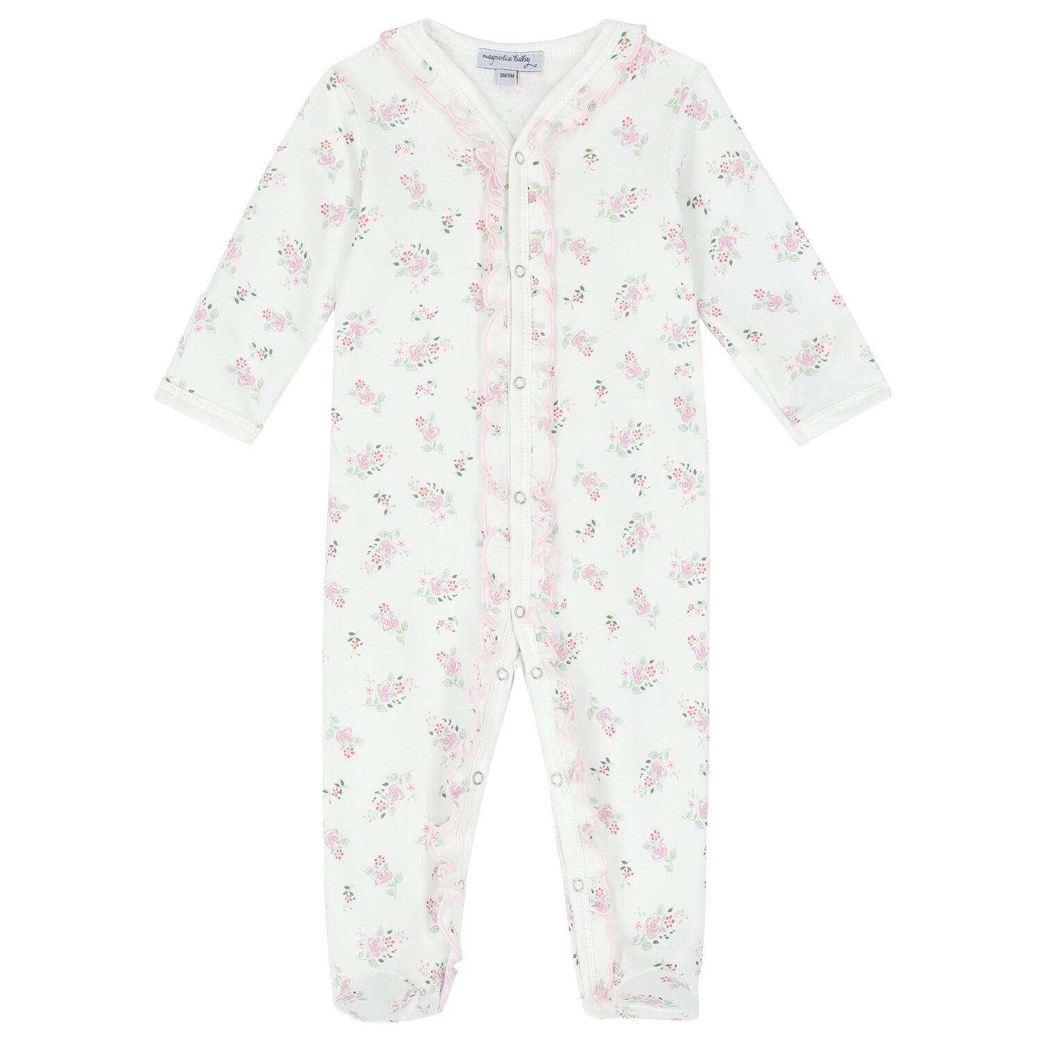 Baby Girls White Floral Babygrow, 1, hi-res