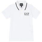 Boys White Logo Polo Shirt, 2, hi-res