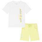 طقم شورت باللون الأبيض و الأصفر للأولاد, 1, hi-res