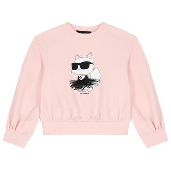 Girls Pink Choupette Logo Sweatshirt