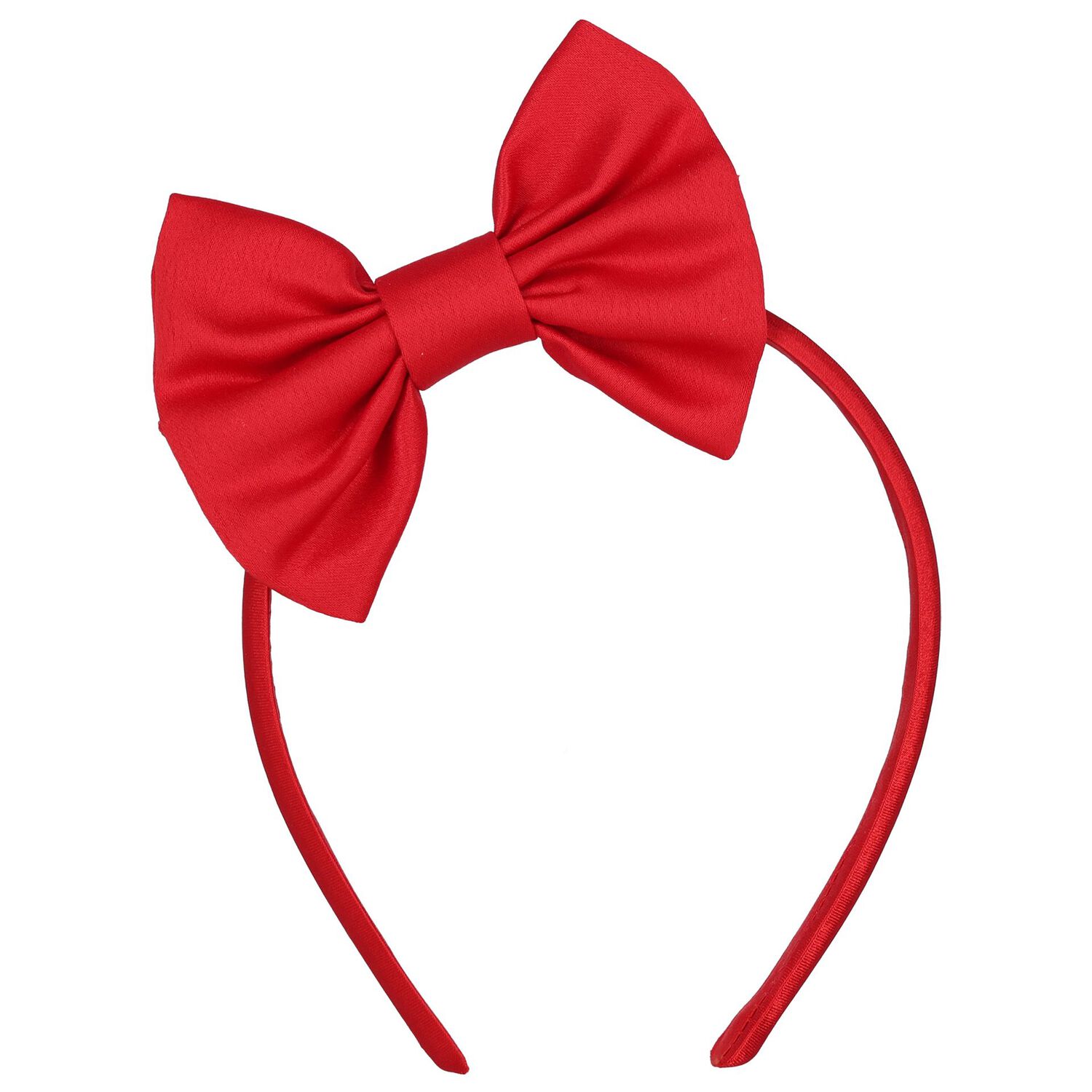 Girls Red Bow Satin Dress & Hairband Set, 1, hi-res