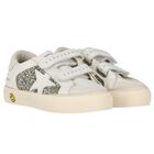 Girls Silver & Ivory Embellished Velcro Trainers, 1, hi-res