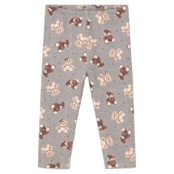 Younger Girls Grey Teddy Bear Leggings