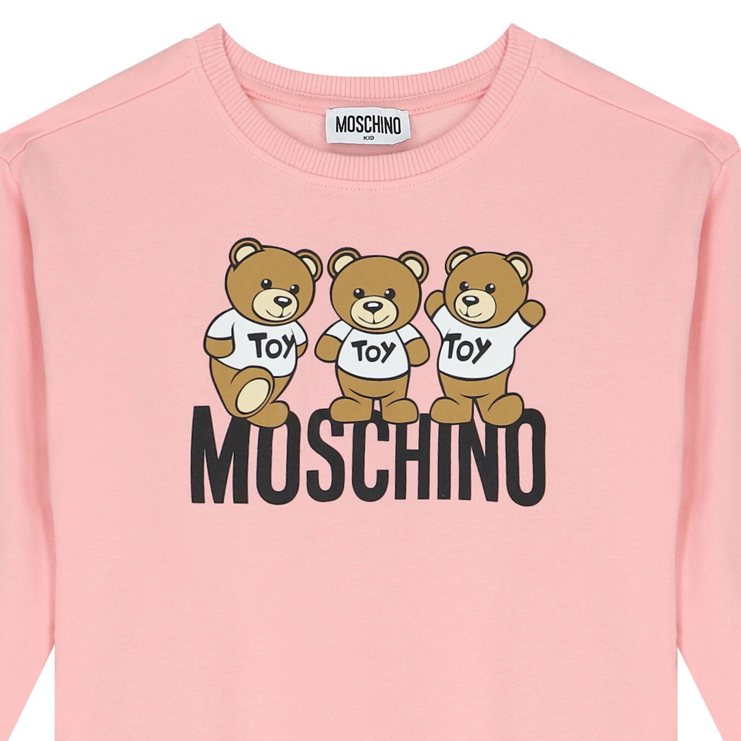 Girls Pink Teddy Bear Logo Sweatshirt Dress, 1, hi-res image number null