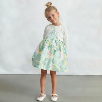 كارديجان بوليرو للبنات محبوك باللون الأبيض