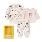 Younger Girls Ivory & Pink Daisy Logo Tracksuit Set, 1, hi-res