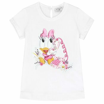 Younger Girls White Daisy Duck T-Shirt