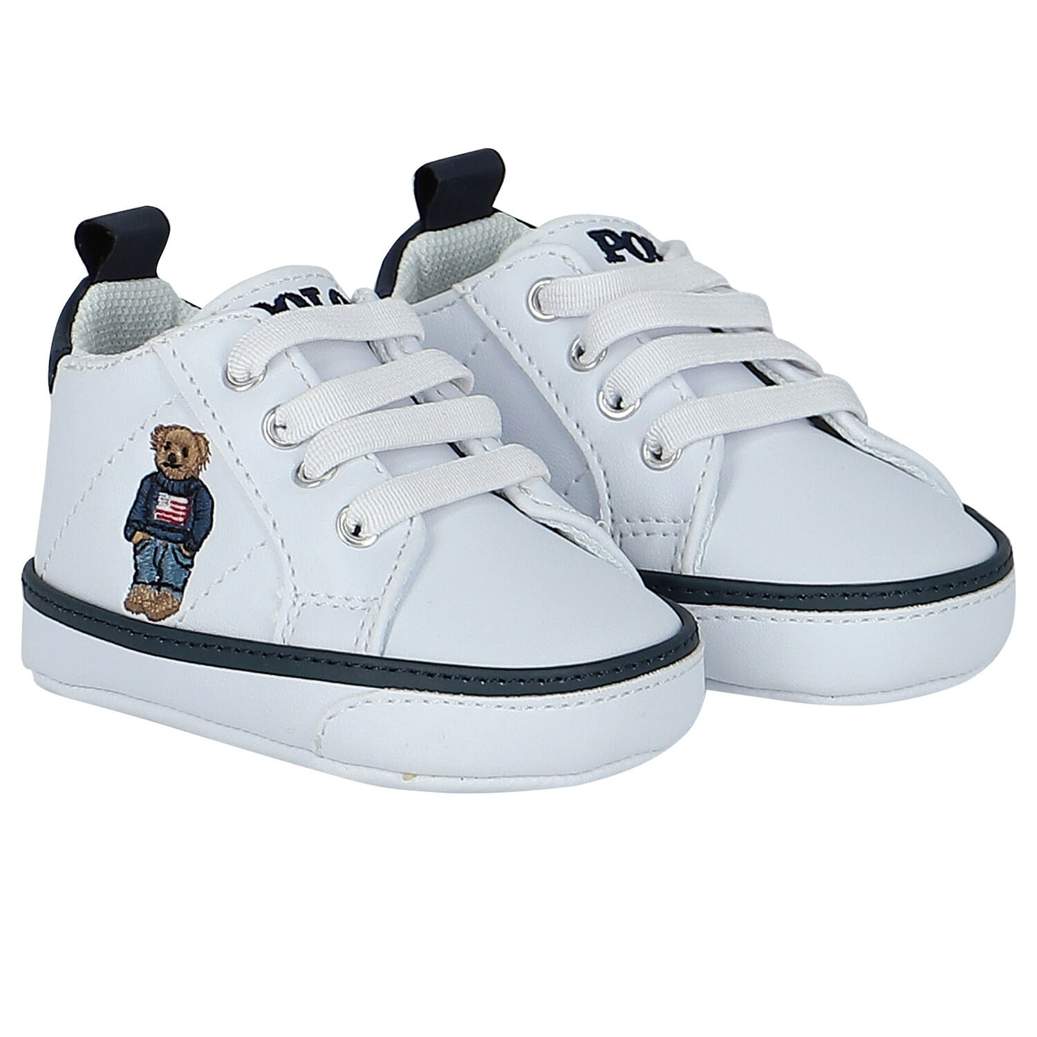 Baby Boys White Polo Bear Pre Walker Shoes, 1, hi-res