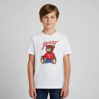 White Teddy Bear Logo T-Shirt