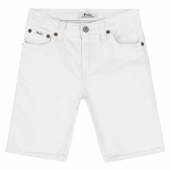 Girls White Denim Shorts