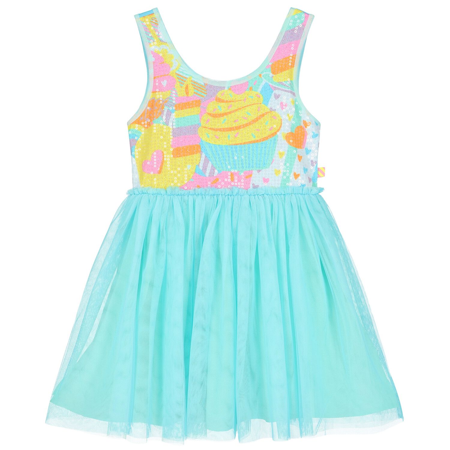 Girls Aqua Sequin & Crown Dress, 1, hi-res