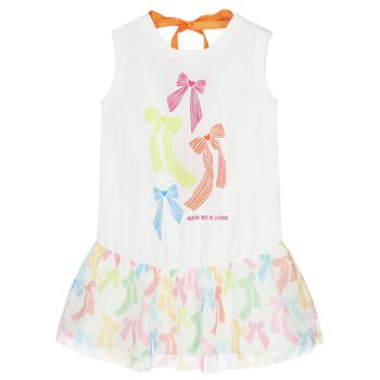 Girls White Bow Dress