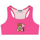 Girls Pink Teddy Bear Logo Bikini, 1, hi-res