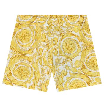 Younger Boys White & Gold Barocco Shorts