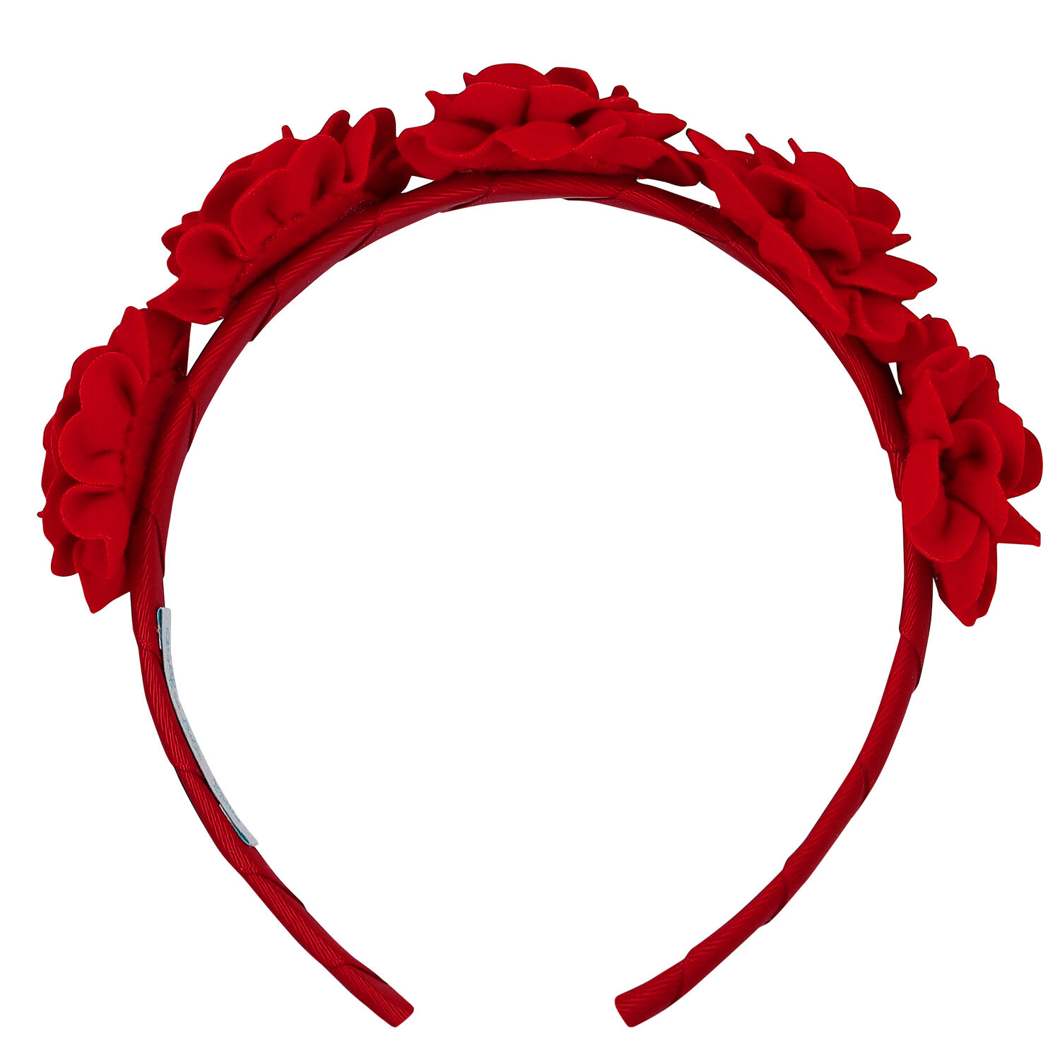 Girls Red Floral Velvet Headband, 2, hi-res