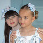 Girls Blue Flower Headband, 2, hi-res