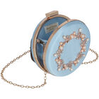 حقيبة بنات ساتان مطرزة باللون الازرق والذهبى, 1, hi-res